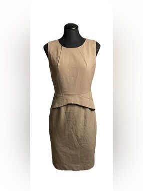 Calvin Klein Tan Sleeveless Peplum Sheath Dress